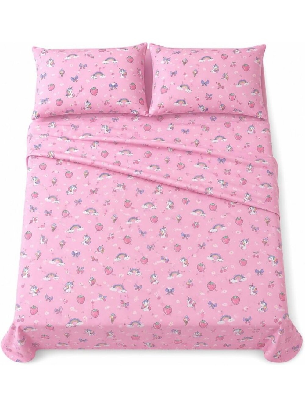 Kids Printed Cotton Sheet Set - 100% Soft Cotton, 16" Deep, 4-Piece Bedding